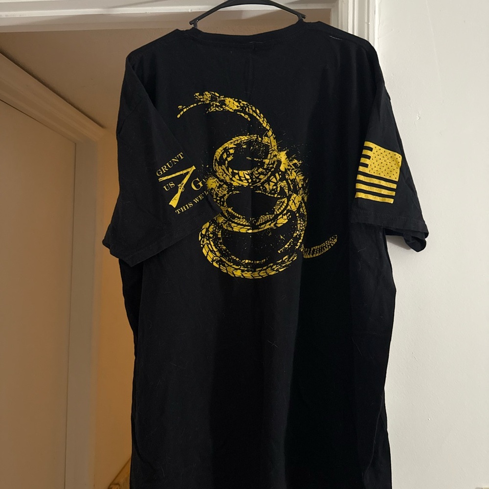 Grunt Style Black Tee with Yellow Snake Graphic